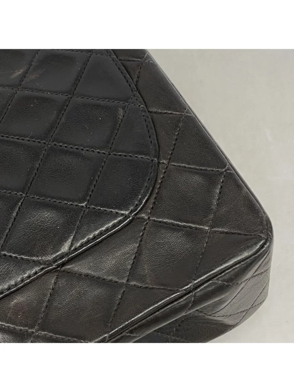 Chanel Shoulder Bag Quilted Lambskin Black Gold